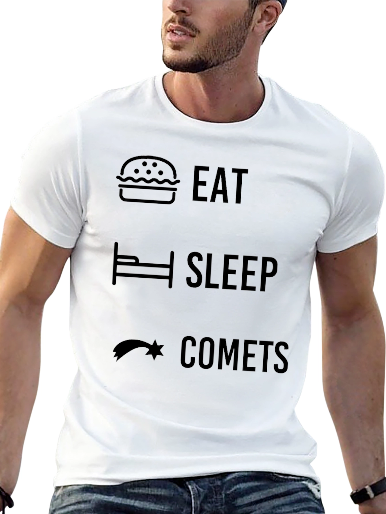 Eat Sleep Comets Black T-Shirt