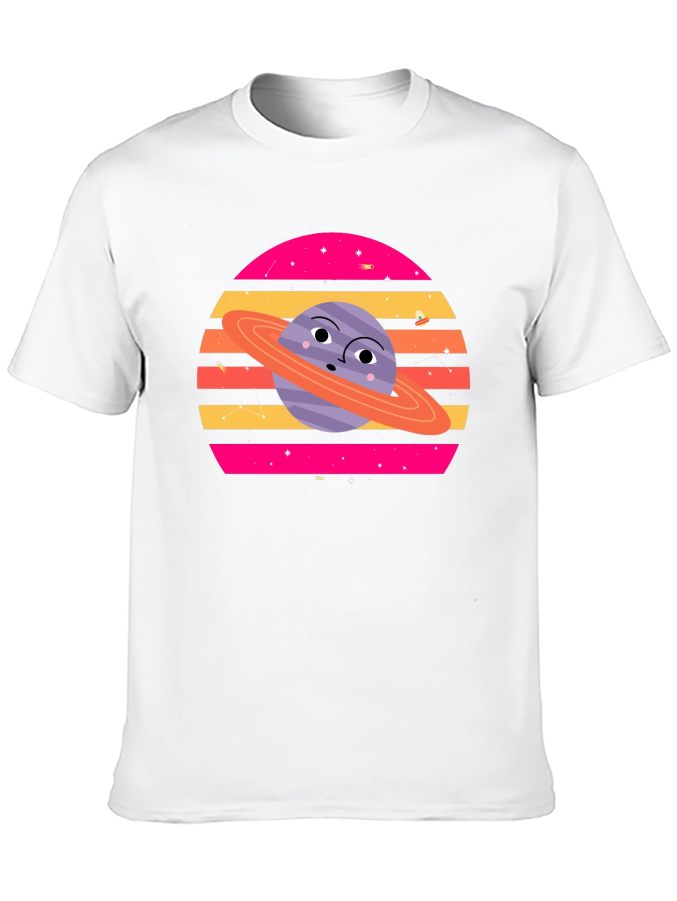 Cartoon Planet Graphic Tee - Retro Space Style