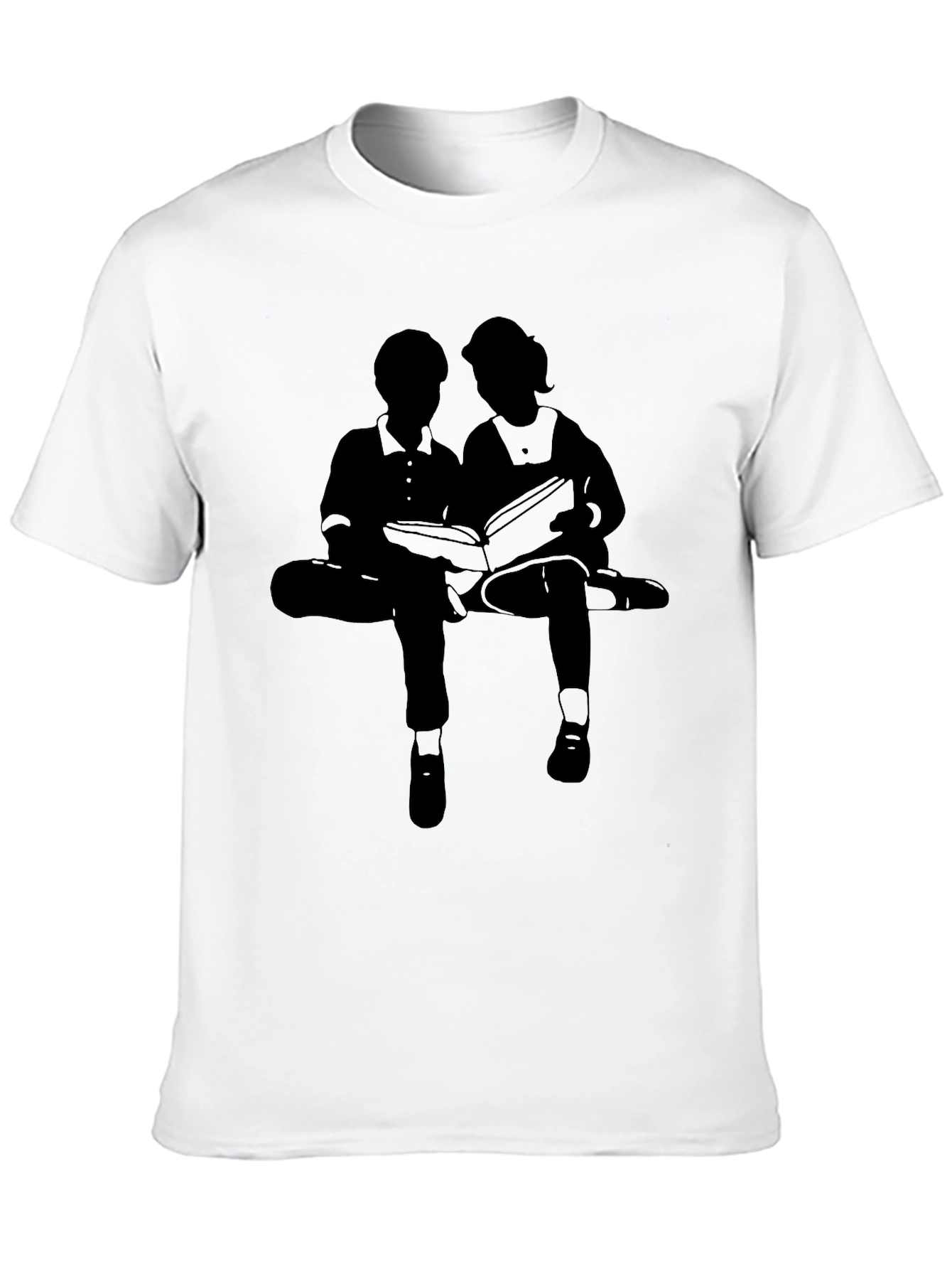 Silhouette Graphic Tee - Boy and Girl Reading