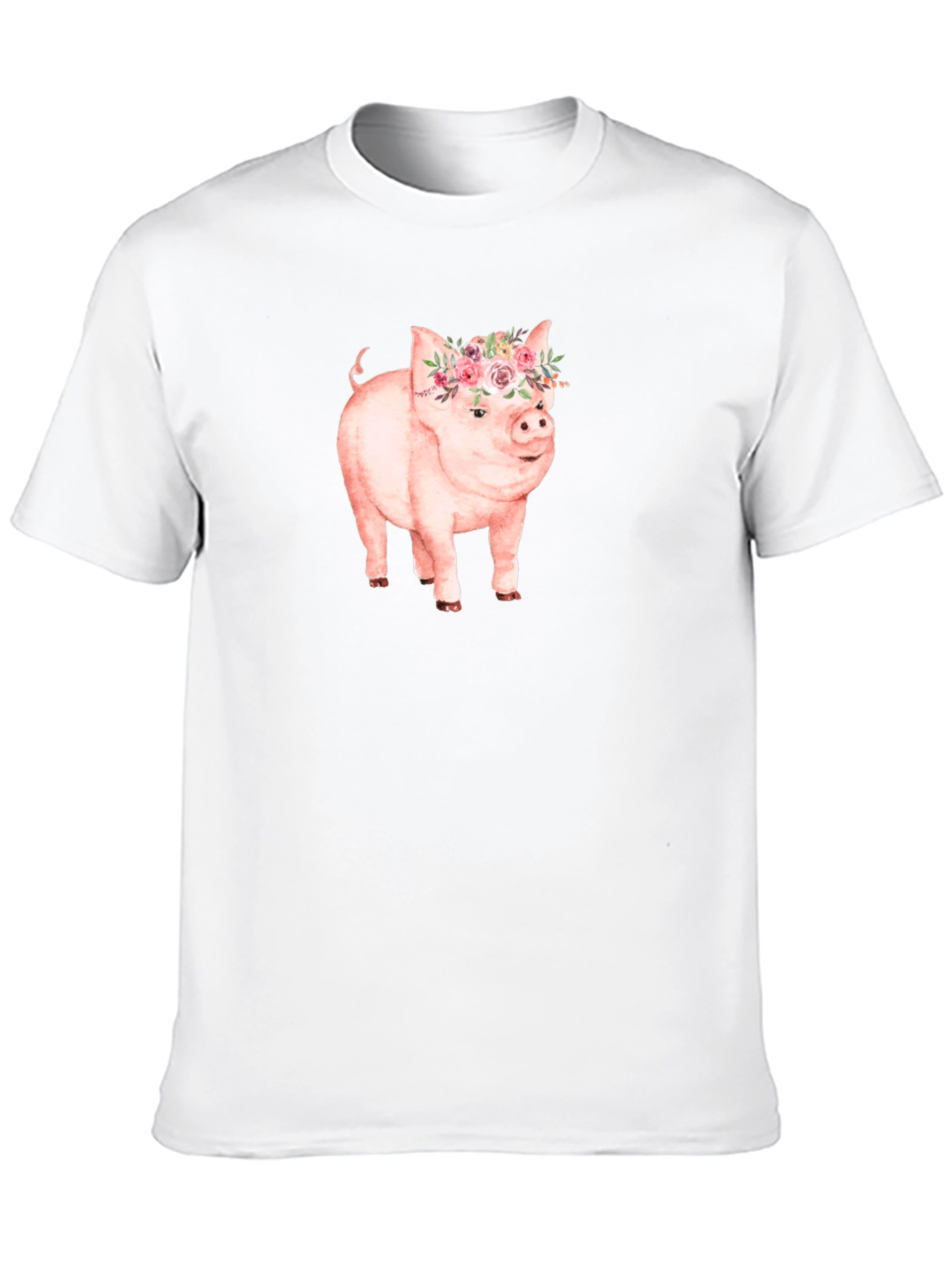 Pig with Floral Crown Graphic Tee