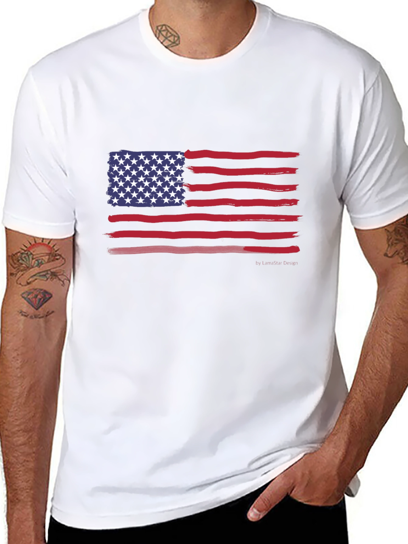 American Flag Graphic Print T-Shirt