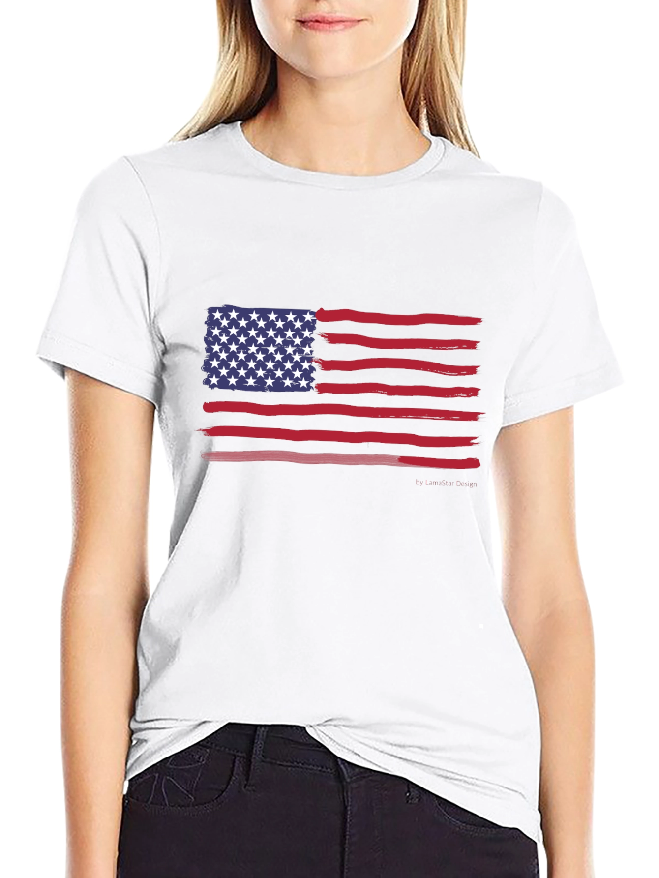 American Flag Graphic Print T-Shirt