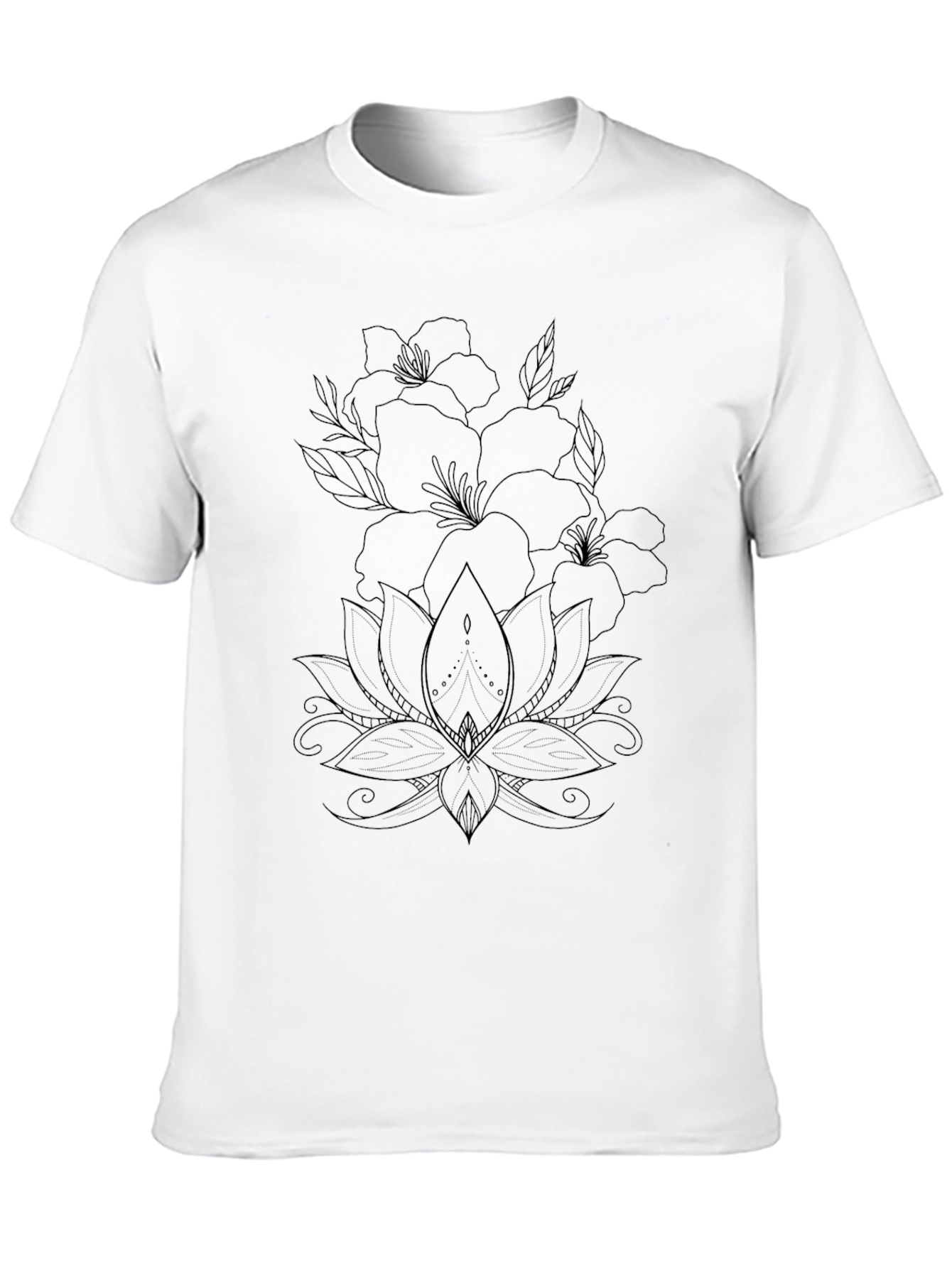 Black Floral Lotus Graphic Tee