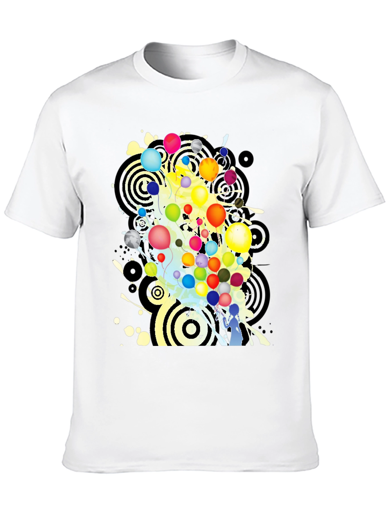 Abstract Balloon Graphic Black T-Shirt