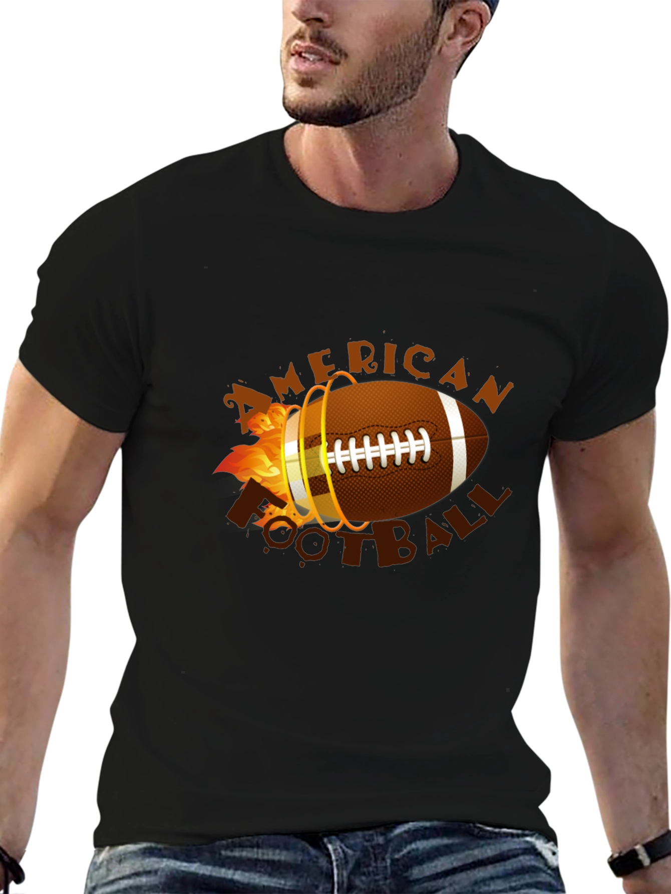 American Football T-Shirt - Flaming Ball Design