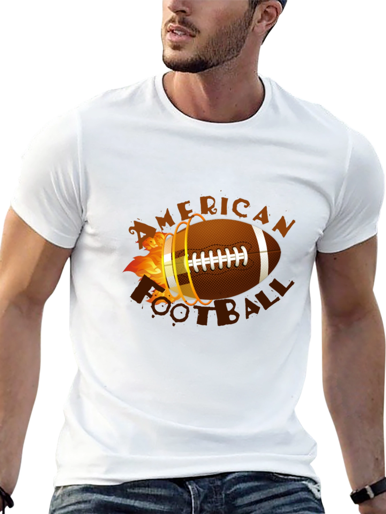 American Football T-Shirt - Flaming Ball Design