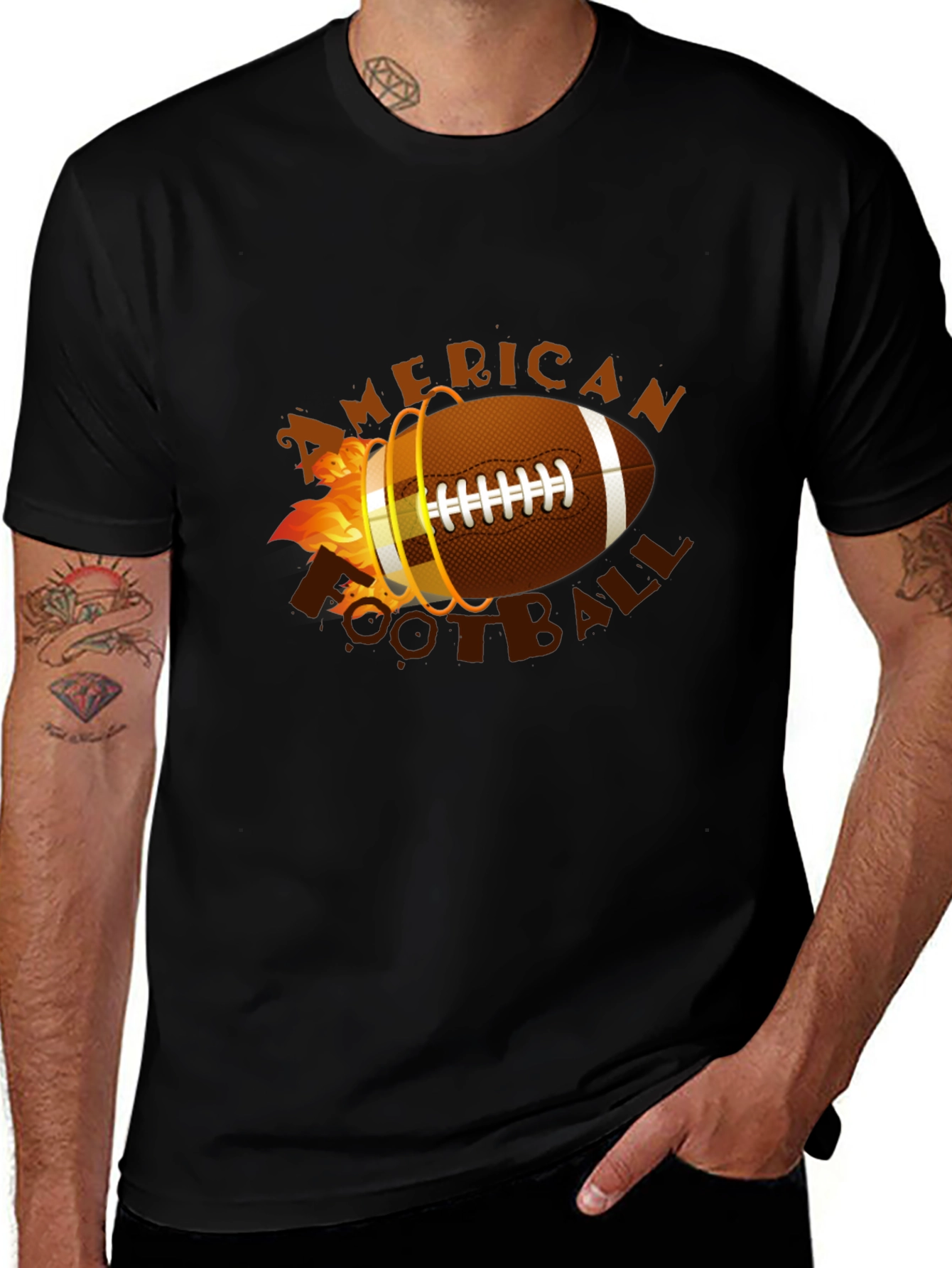 American Football T-Shirt - Flaming Ball Design