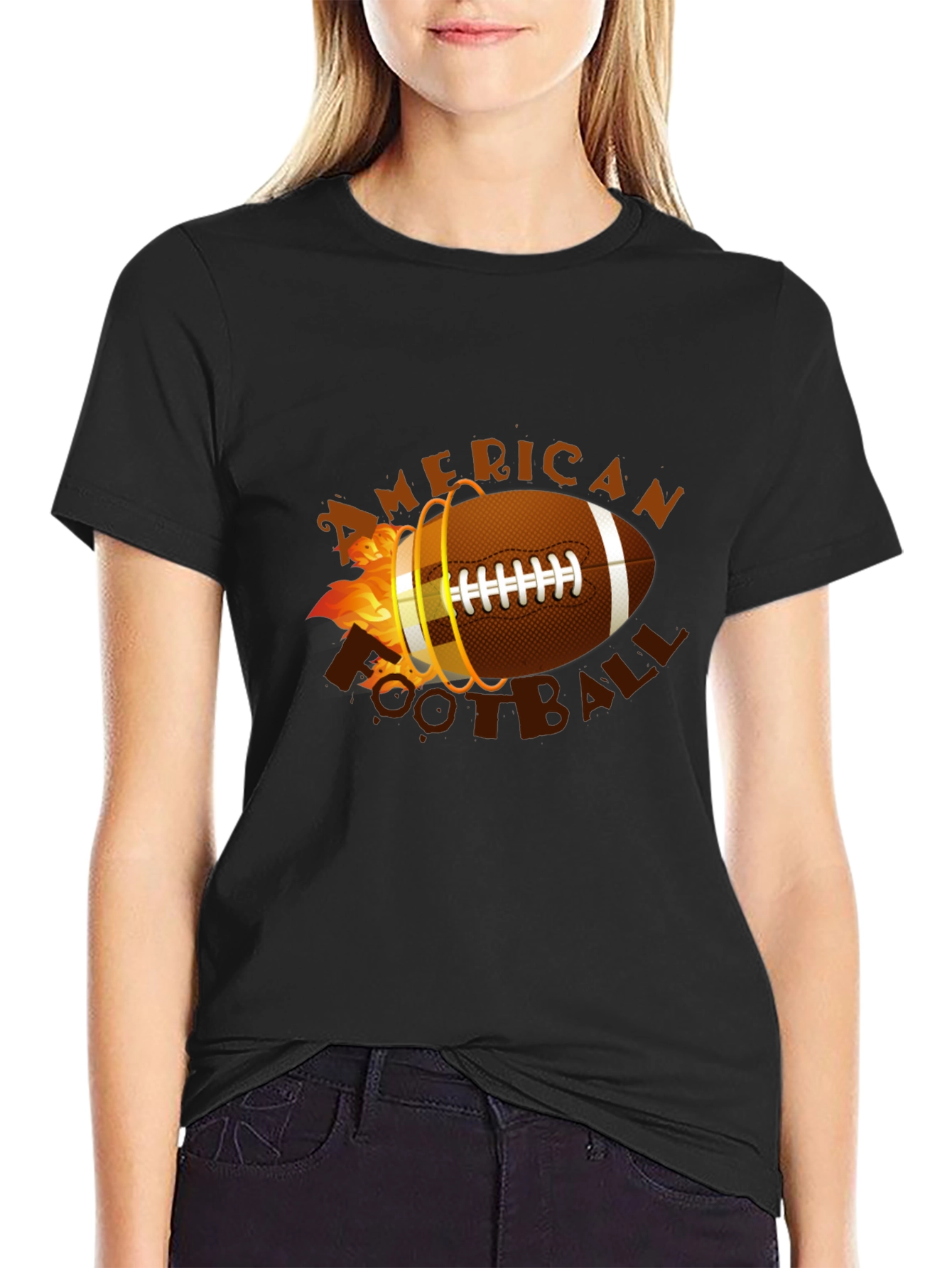 American Football T-Shirt - Flaming Ball Design