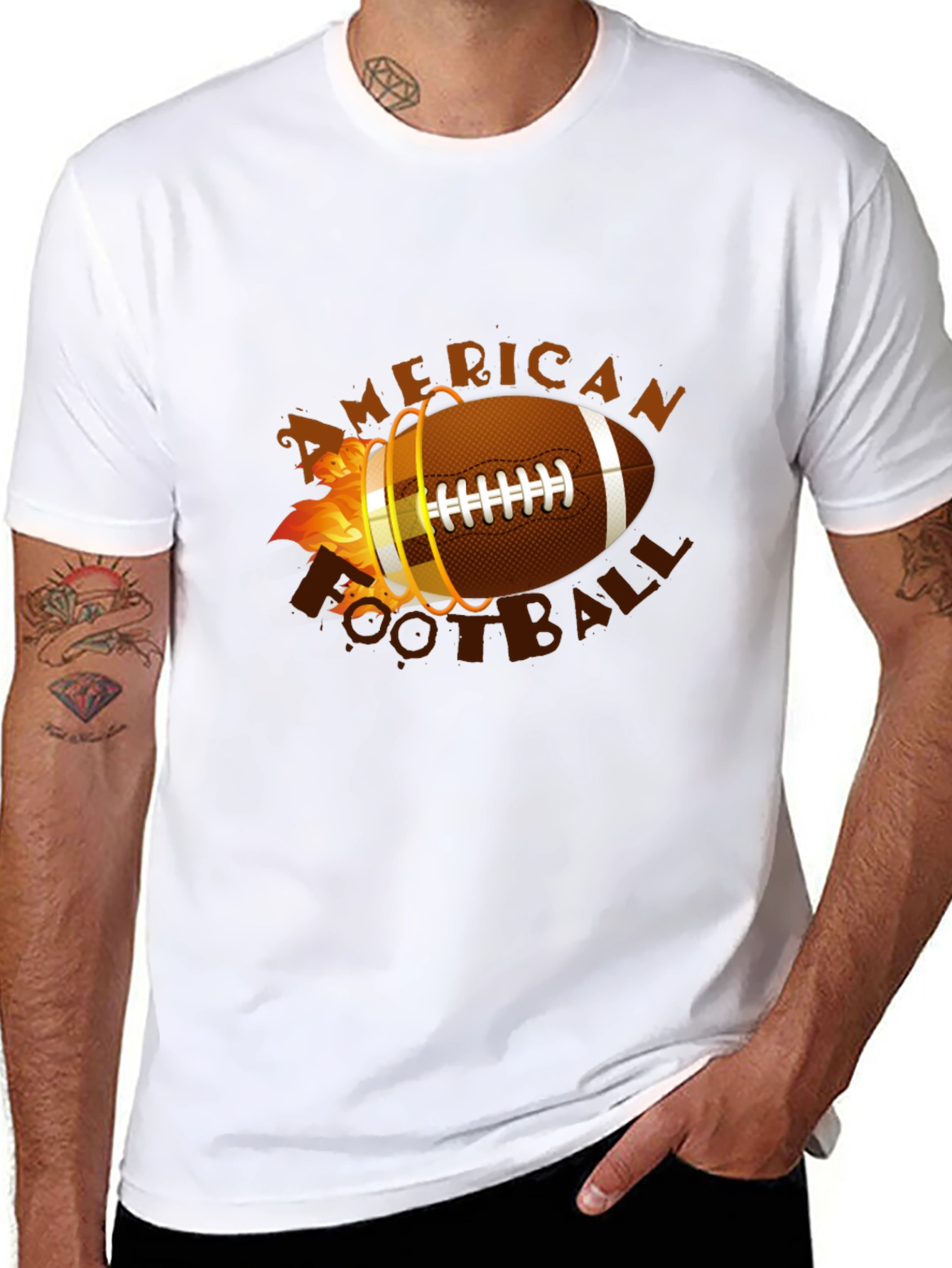 American Football T-Shirt - Flaming Ball Design