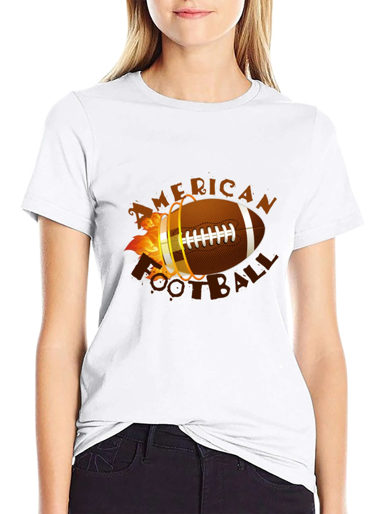 American Football T-Shirt - Flaming Ball Design