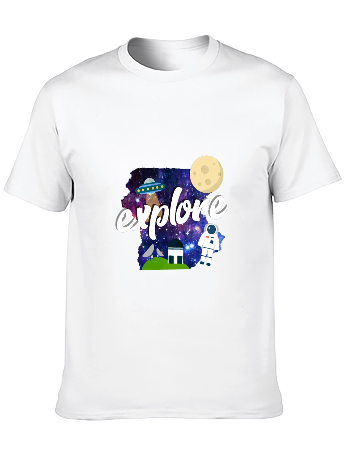 Explore Space Graphic Print Black T-Shirt