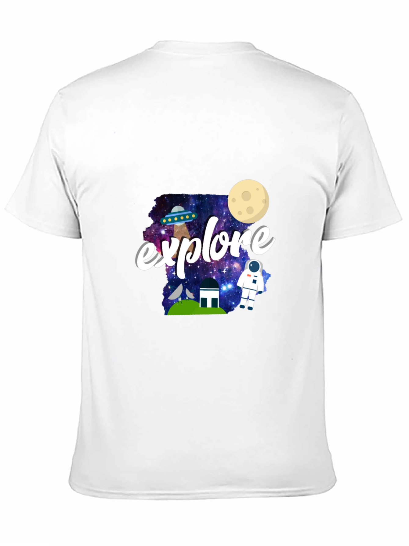 Explore Space Graphic Print Black T-Shirt