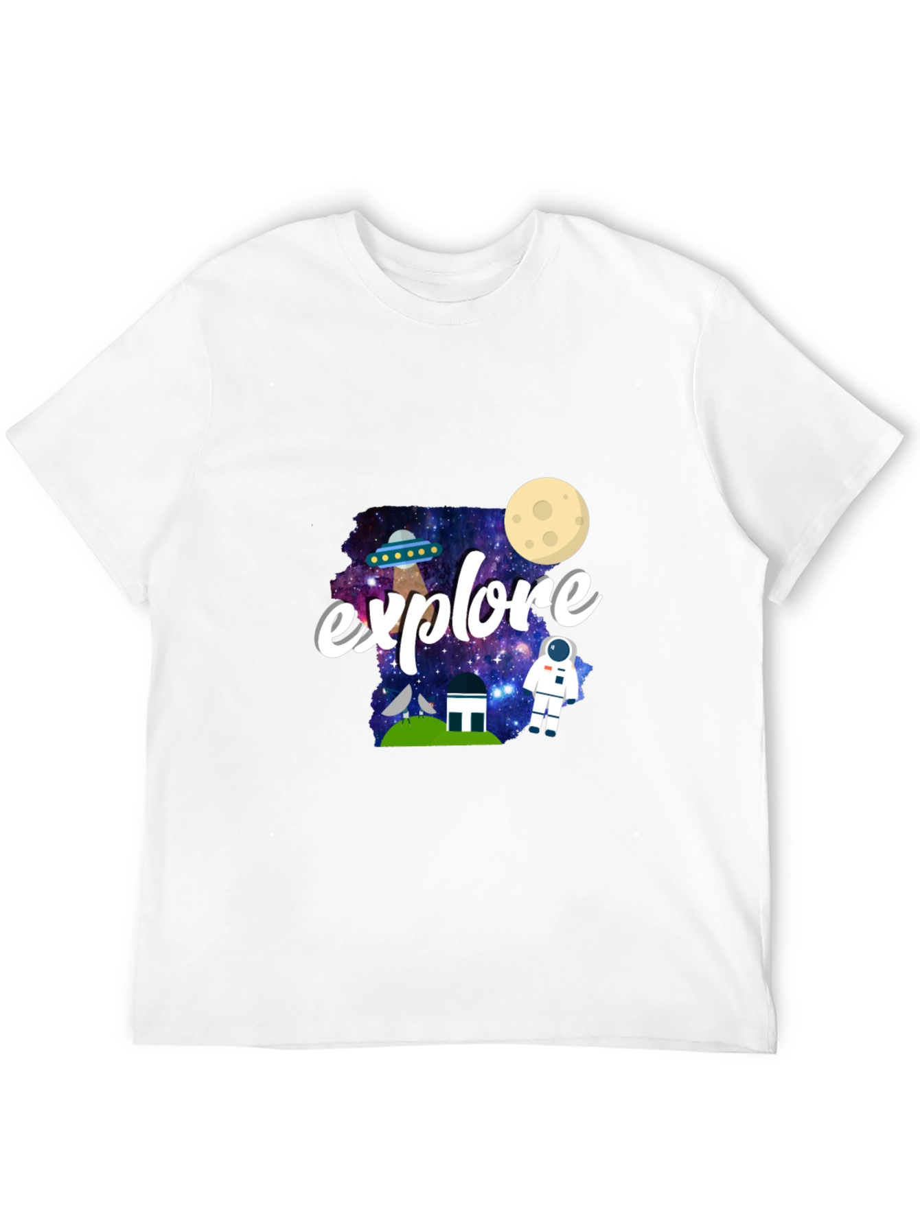 Explore Space Graphic Print Black T-Shirt