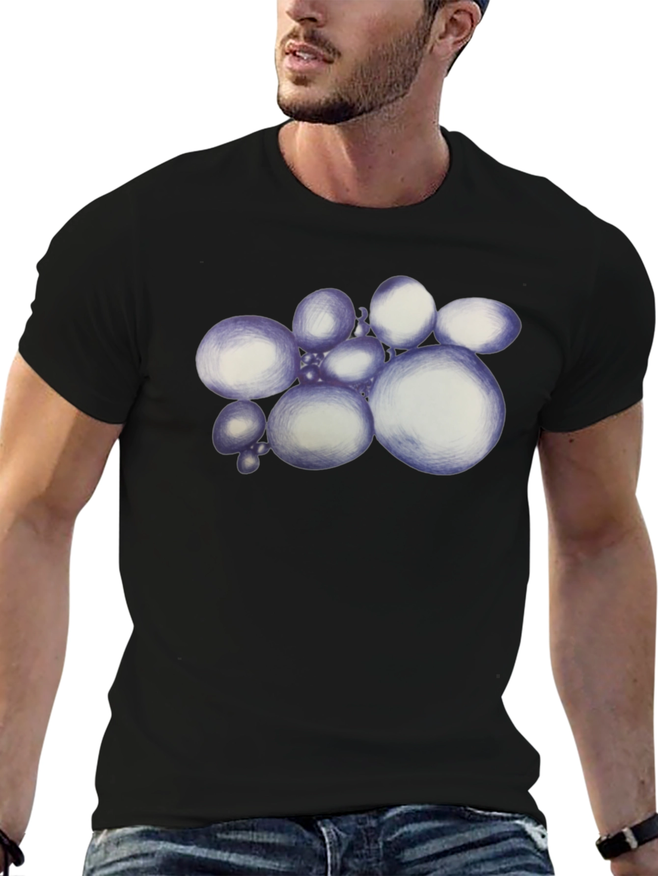 Abstract Spheres Graphic Black T-Shirt