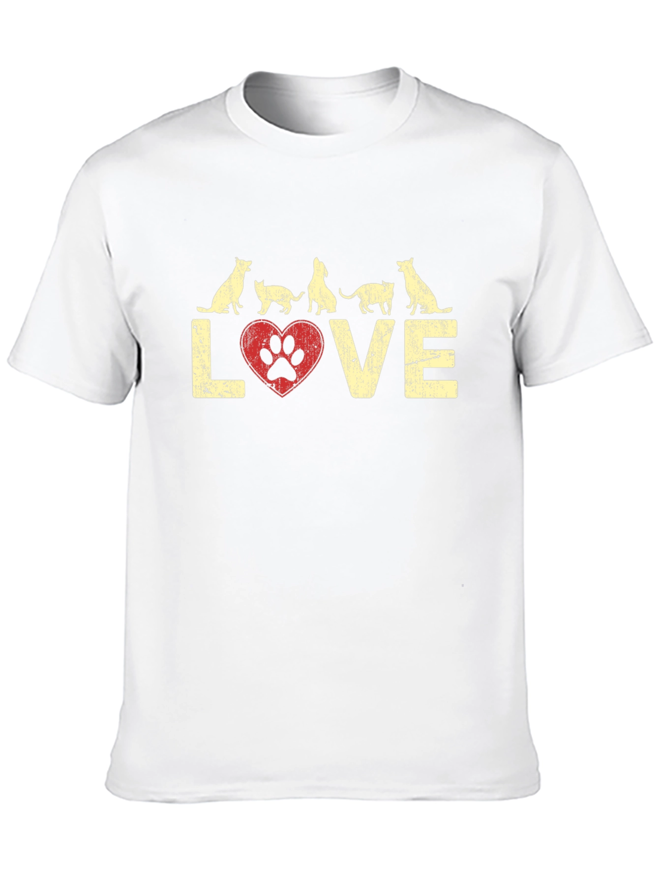 Love Dogs Cats Paw Print Graphic Tee