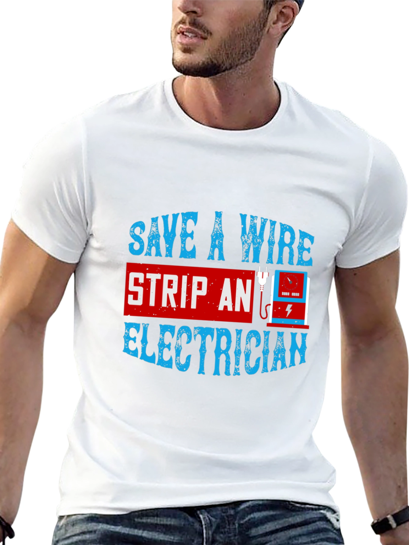Electrician T-Shirt: Save A Wire Humor Tee