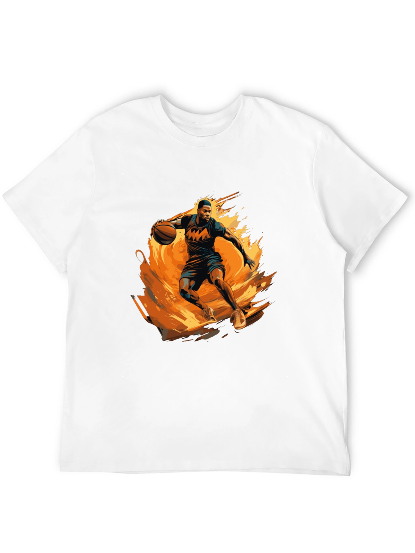 Fiery Basketball Player Graphic Black T-Shirt