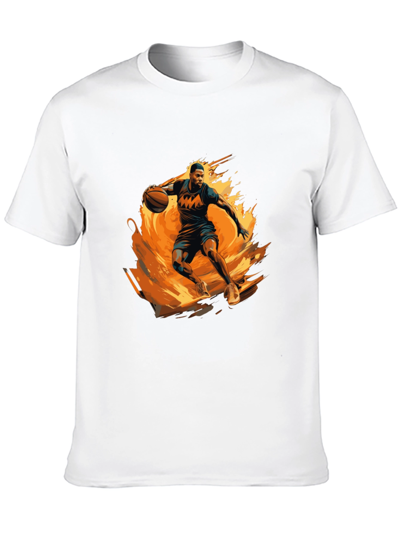 Fiery Basketball Player Graphic Black T-Shirt