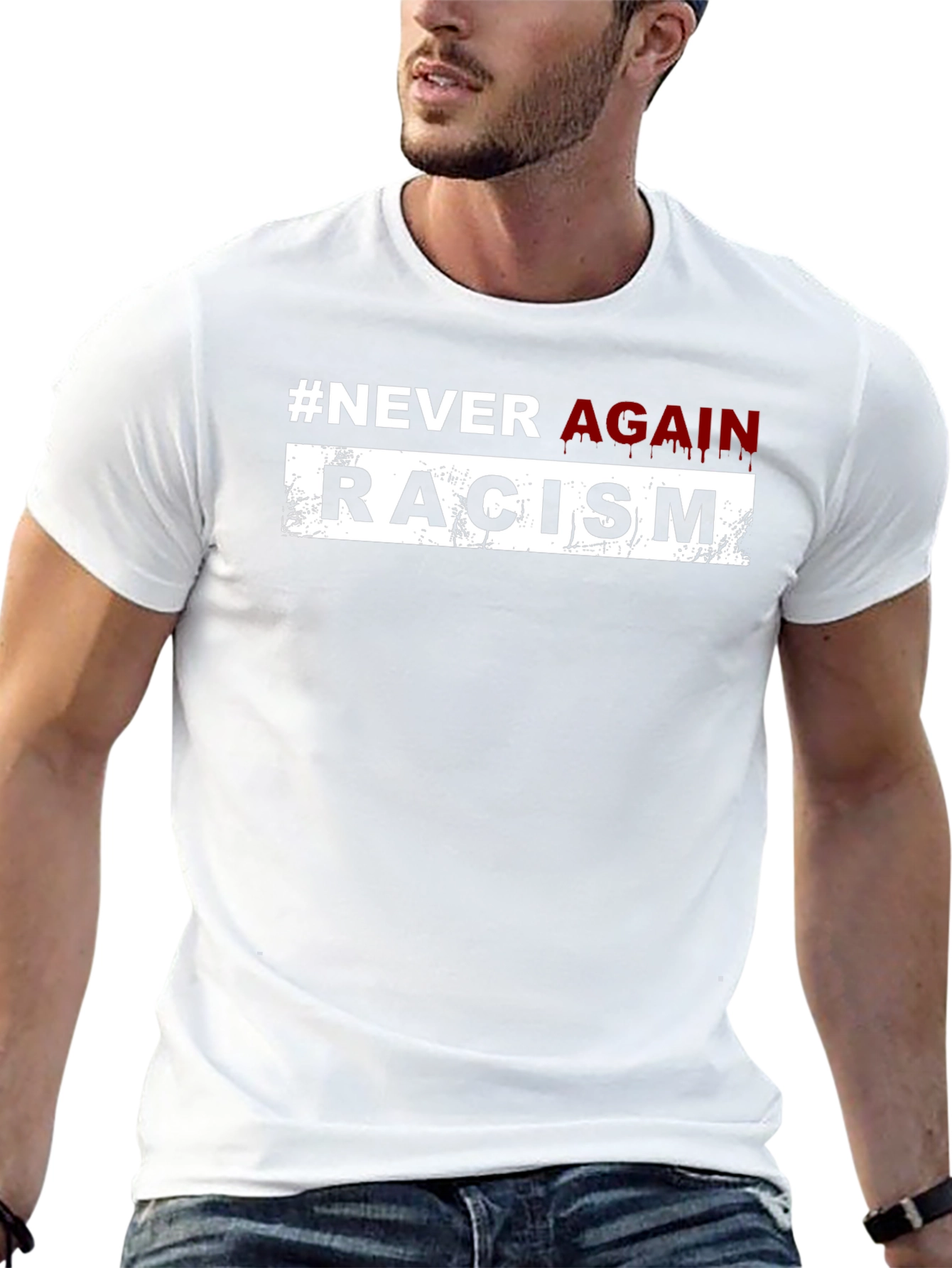 #NeverAgain Racism Black T-Shirt - Anti-Racism Activism