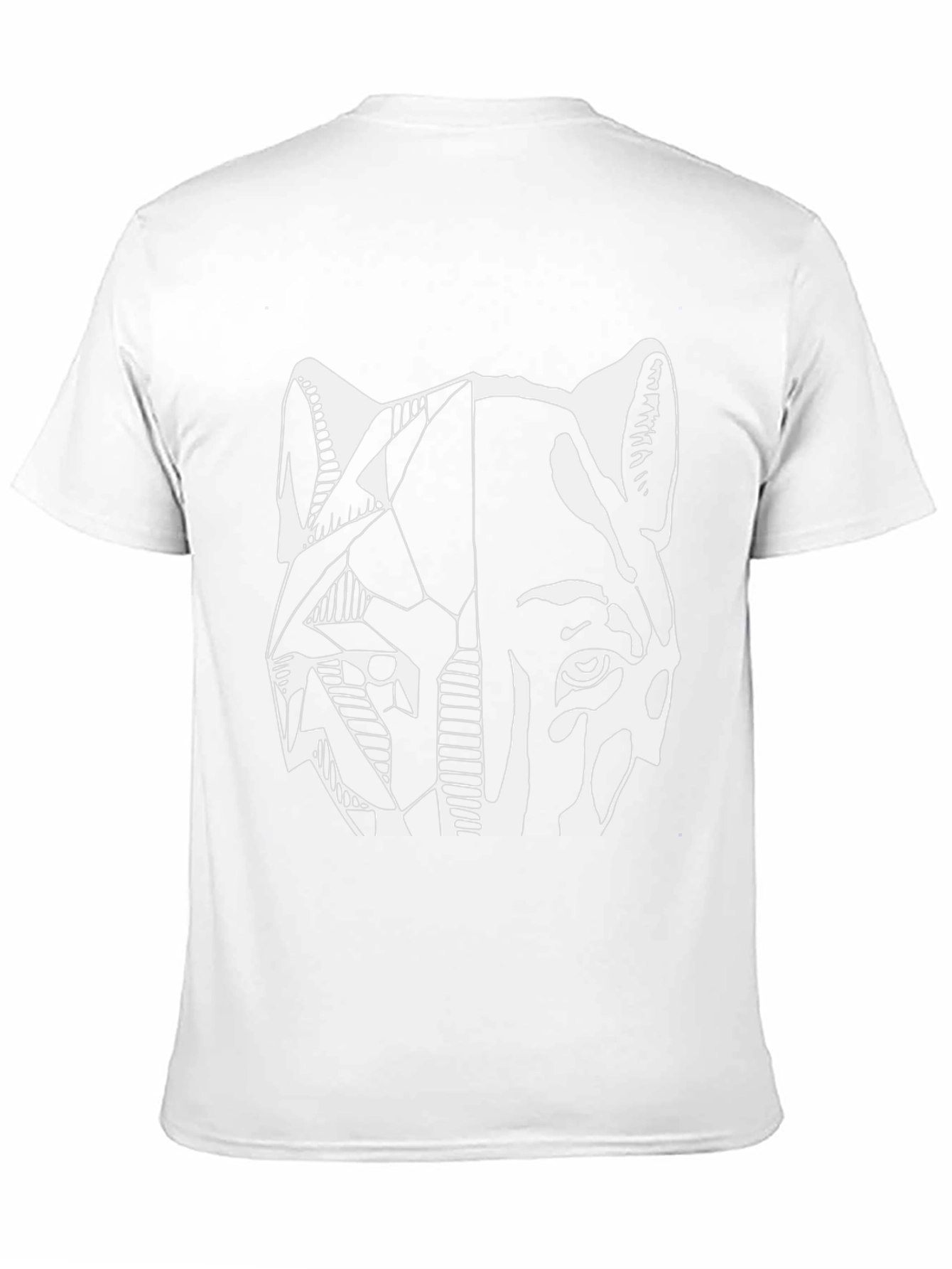 Abstract Wolf Graphic Print Black T-Shirt