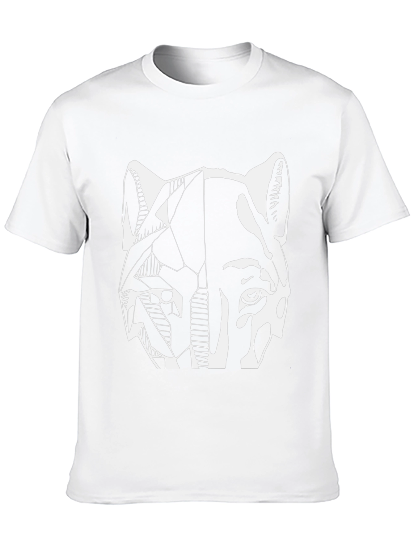 Abstract Wolf Graphic Print Black T-Shirt
