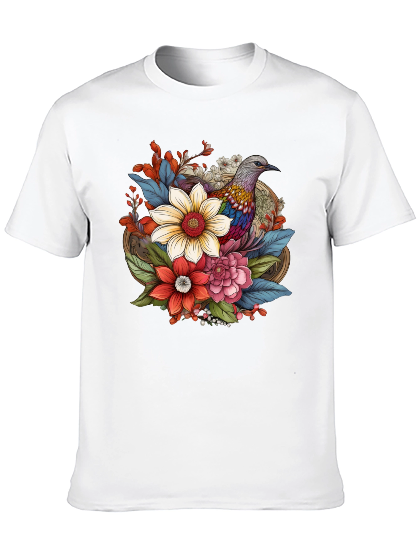 Floral Bird Graphic Tee - Stylish Comfort
