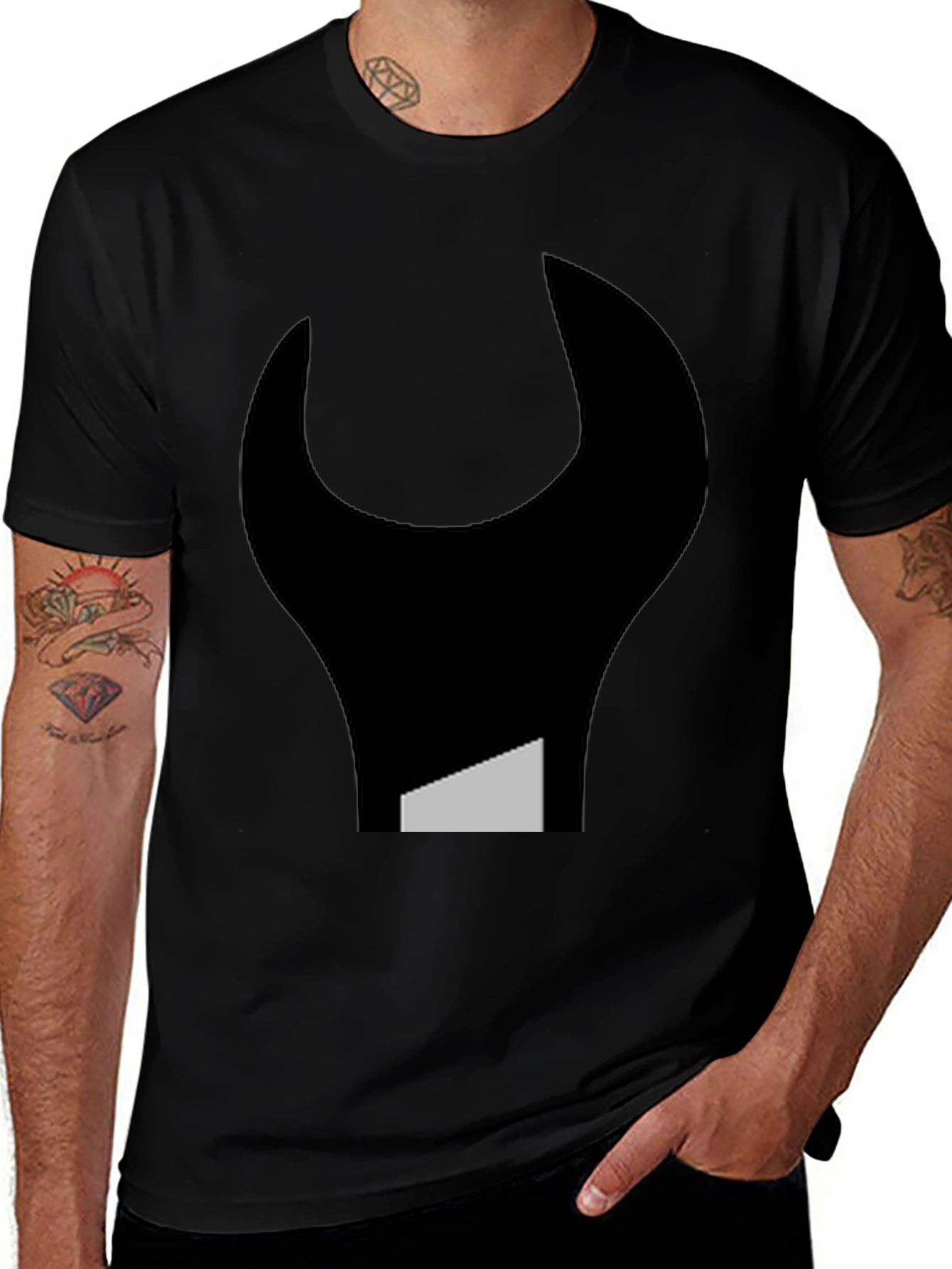 Abstract Wrench Graphic Tee - Black Unisex T-Shirt