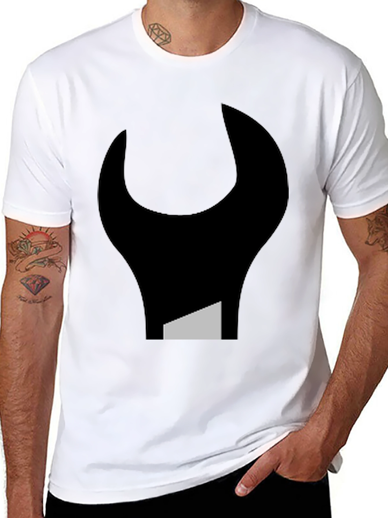 Abstract Wrench Graphic Tee - Black Unisex T-Shirt