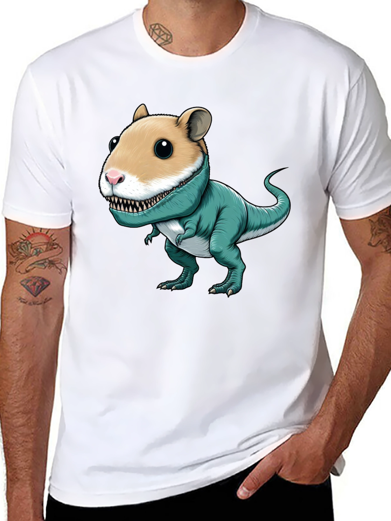 Hamster Dinosaur T-Shirt - Funny Graphic Tee