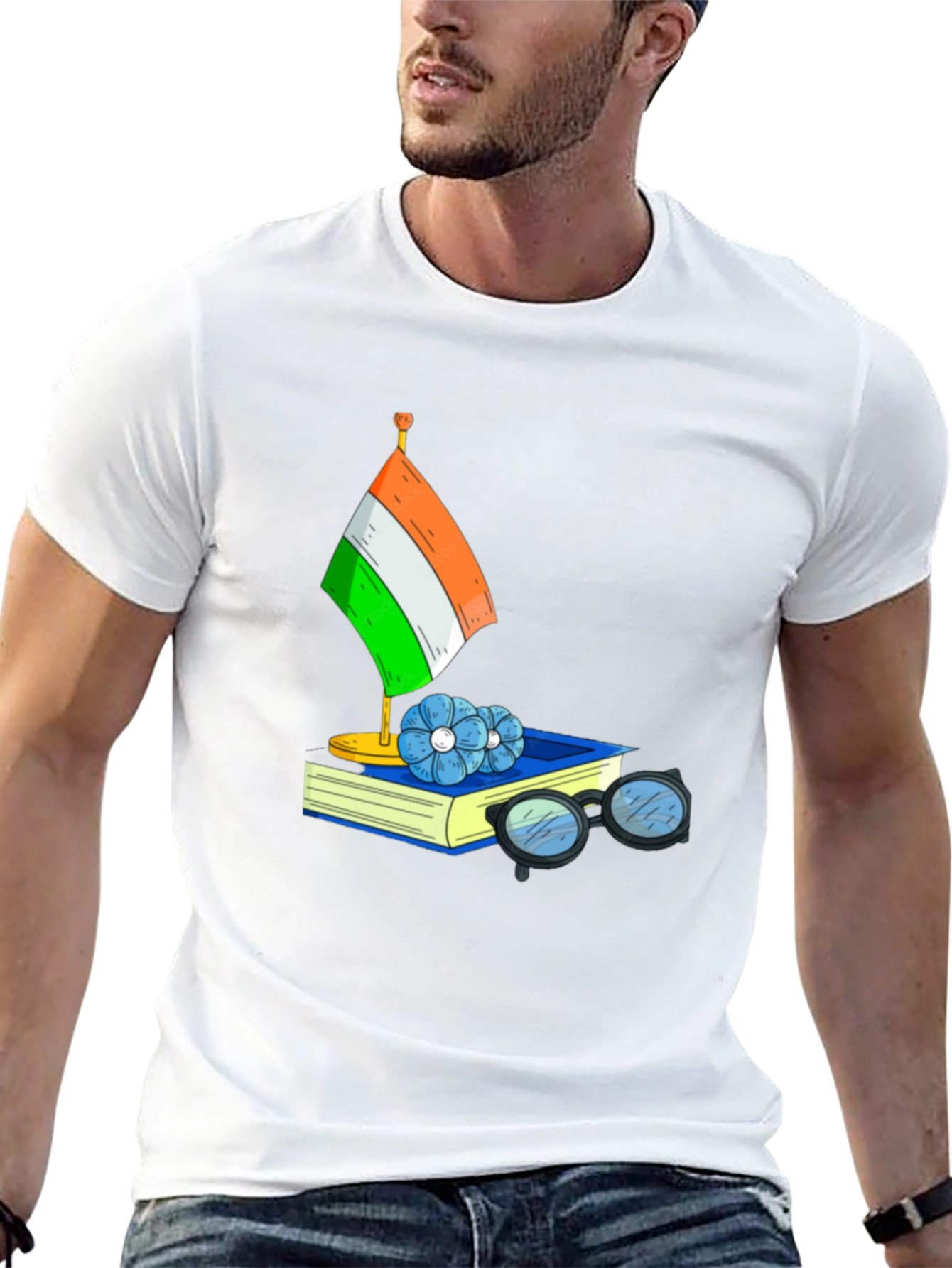 Indian Flag Graphic Tee - Book Lover Style
