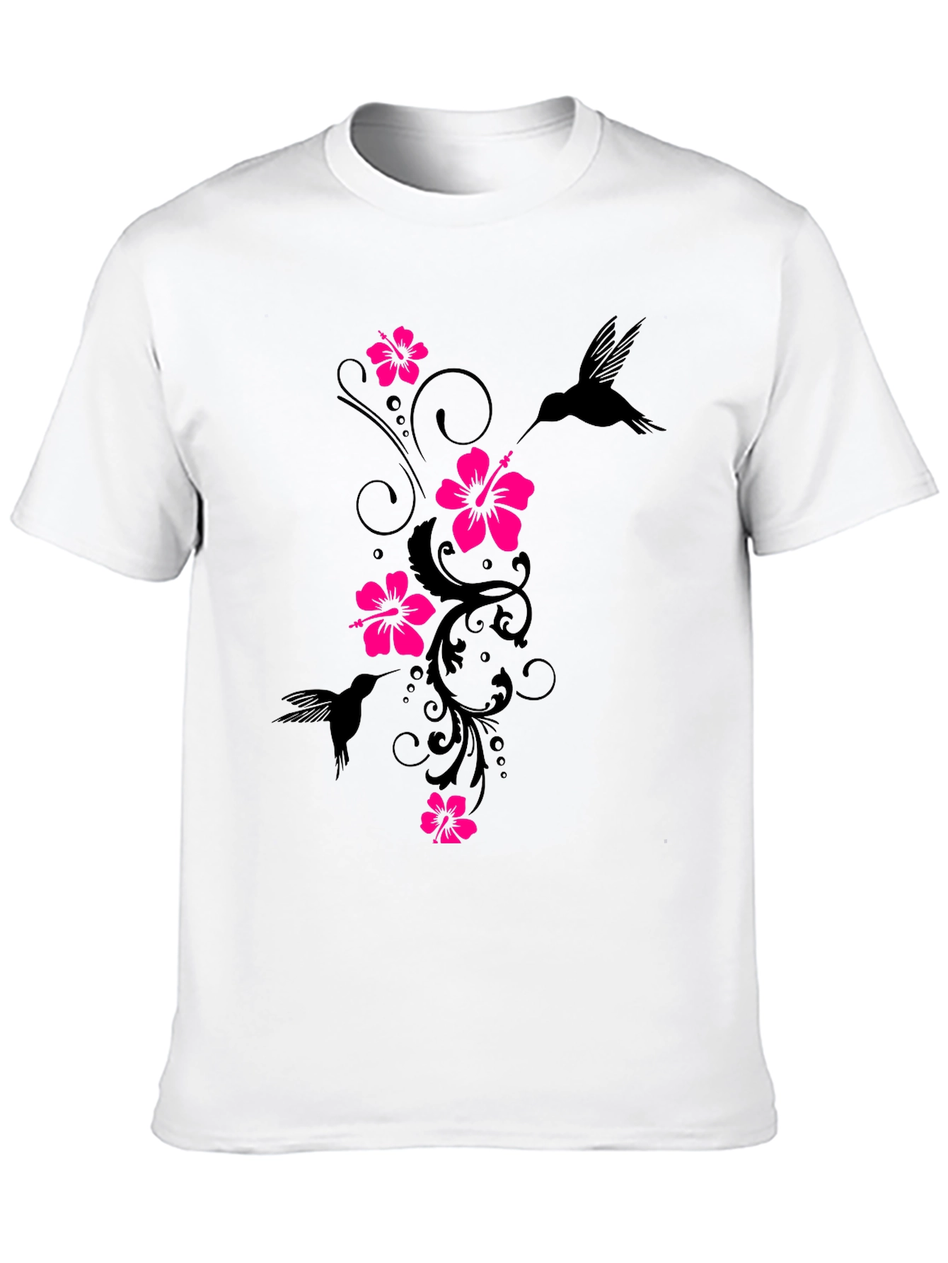 Black Floral Hummingbird Graphic Tee