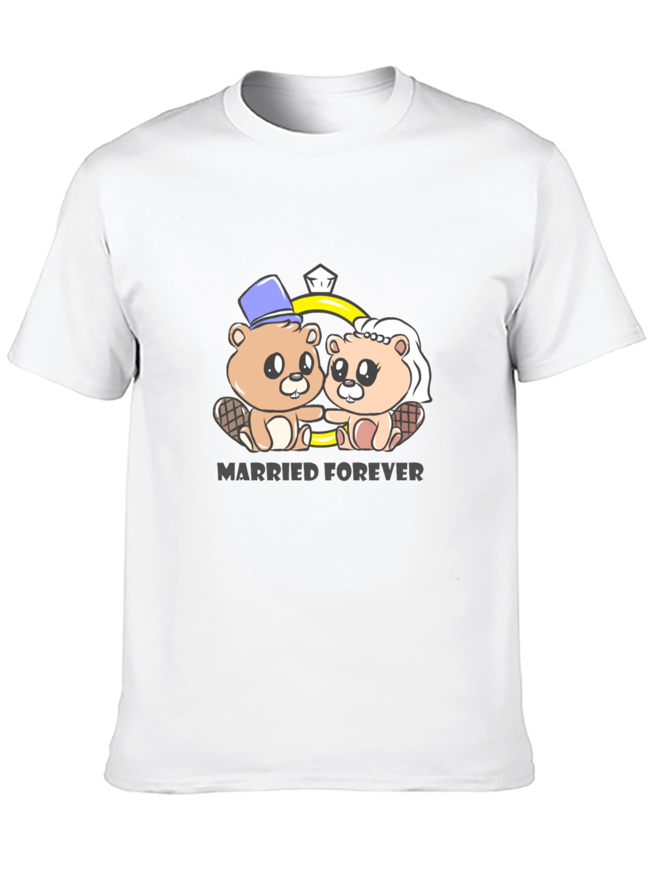 Married Forever Beaver Couple Graphic Tee