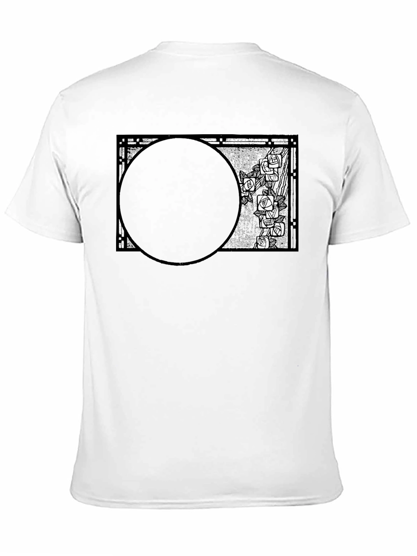 Abstract Rose Circle Graphic Black T-Shirt