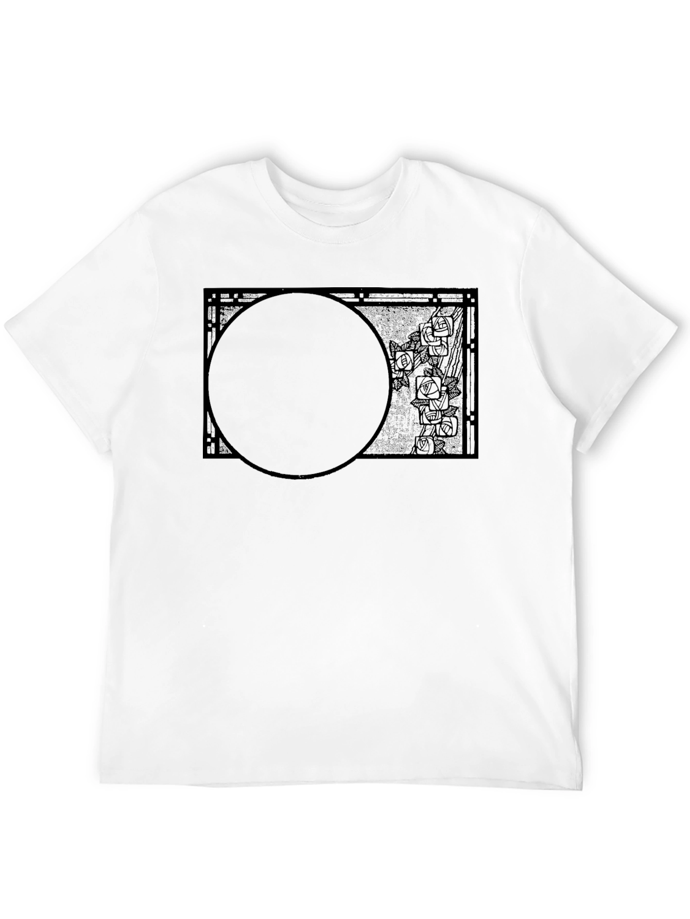 Abstract Rose Circle Graphic Black T-Shirt