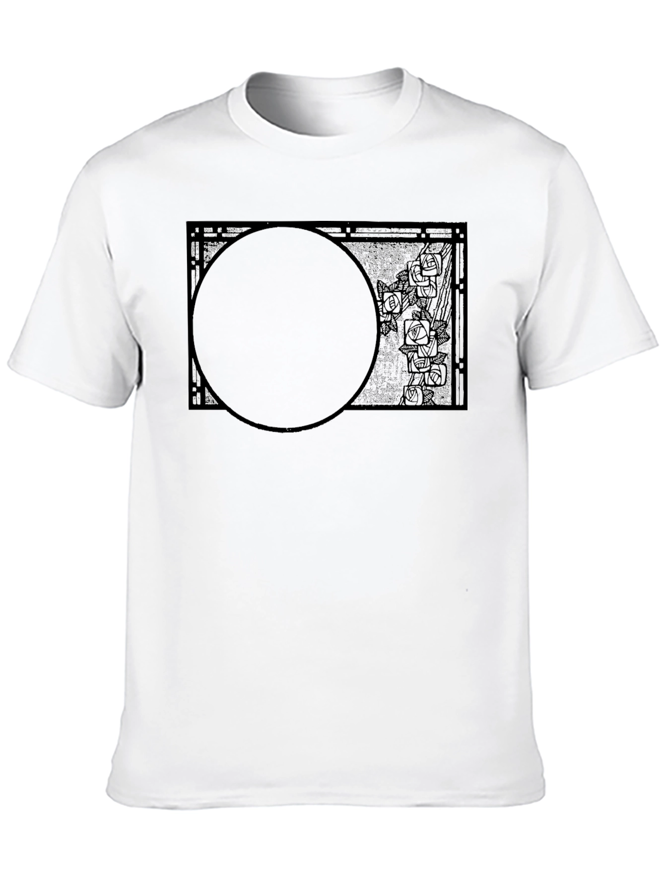 Abstract Rose Circle Graphic Black T-Shirt