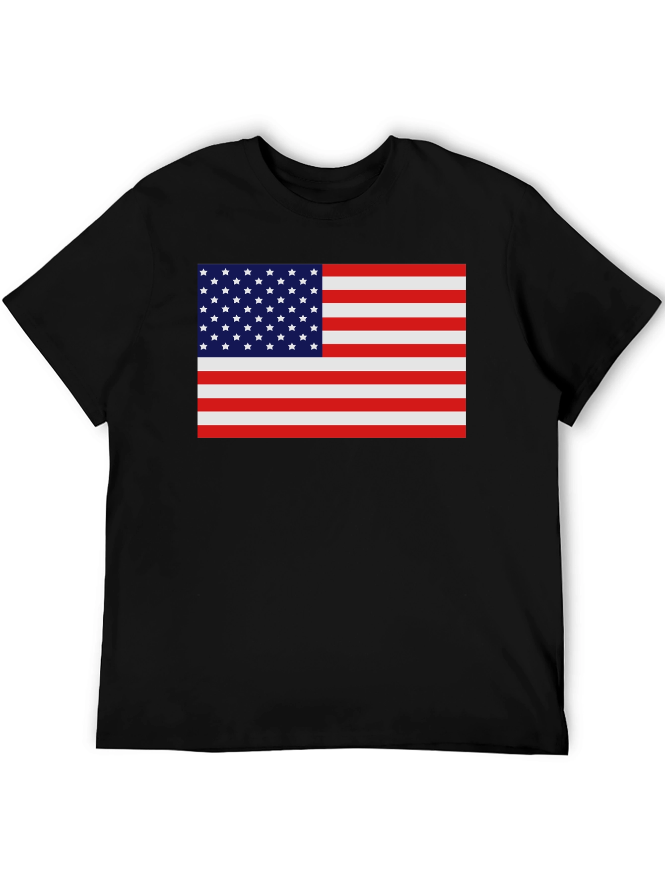 American Flag Graphic Tee - Black Crew Neck Shirt