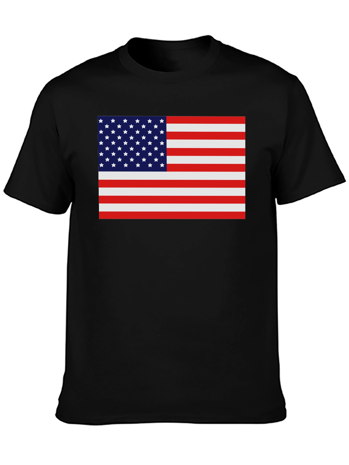 American Flag Graphic Tee - Black Crew Neck Shirt