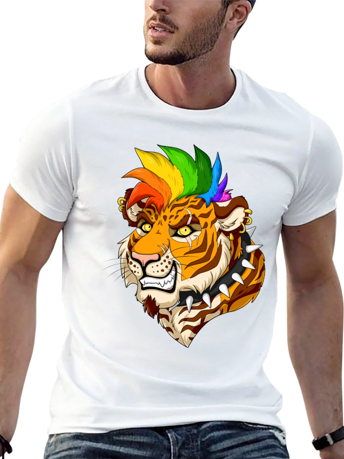 Punk Tiger Graphic Tee - Bold & Edgy Design