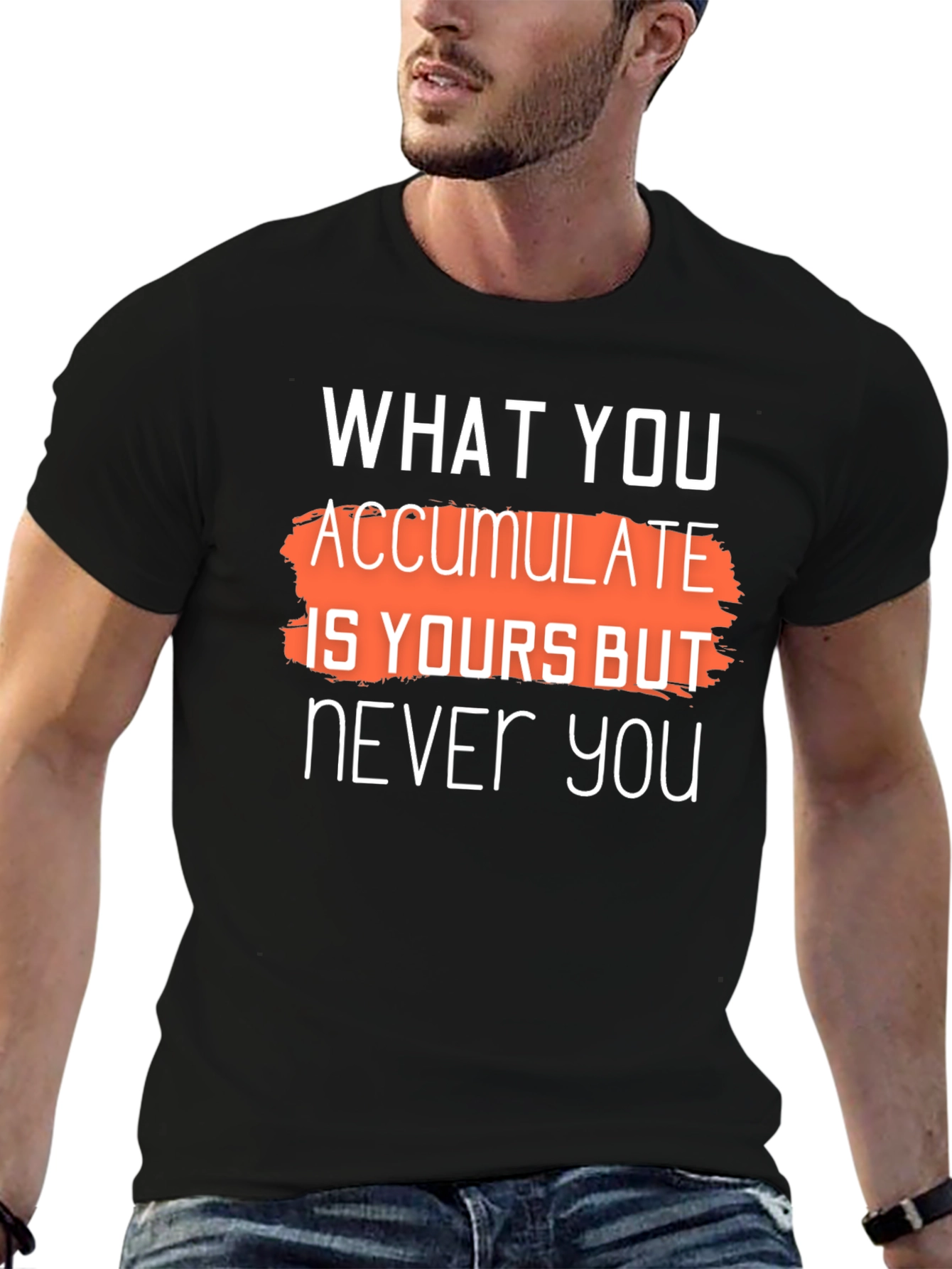 Accumulate is Yours Graphic T-Shirt - Stylish Black Tee