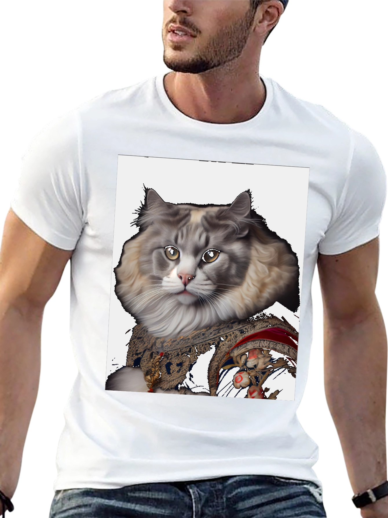 Cat Portrait T-Shirt - Unique Graphic Tee