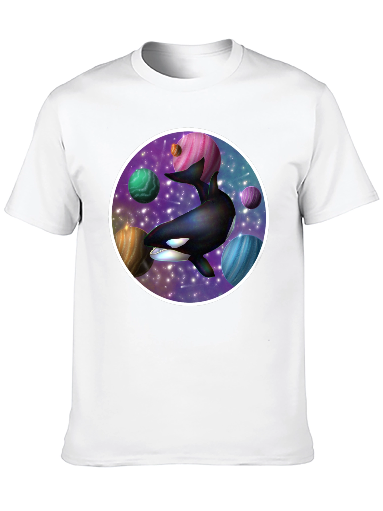 Space Orca Graphic Tee - Galaxy Whale Design