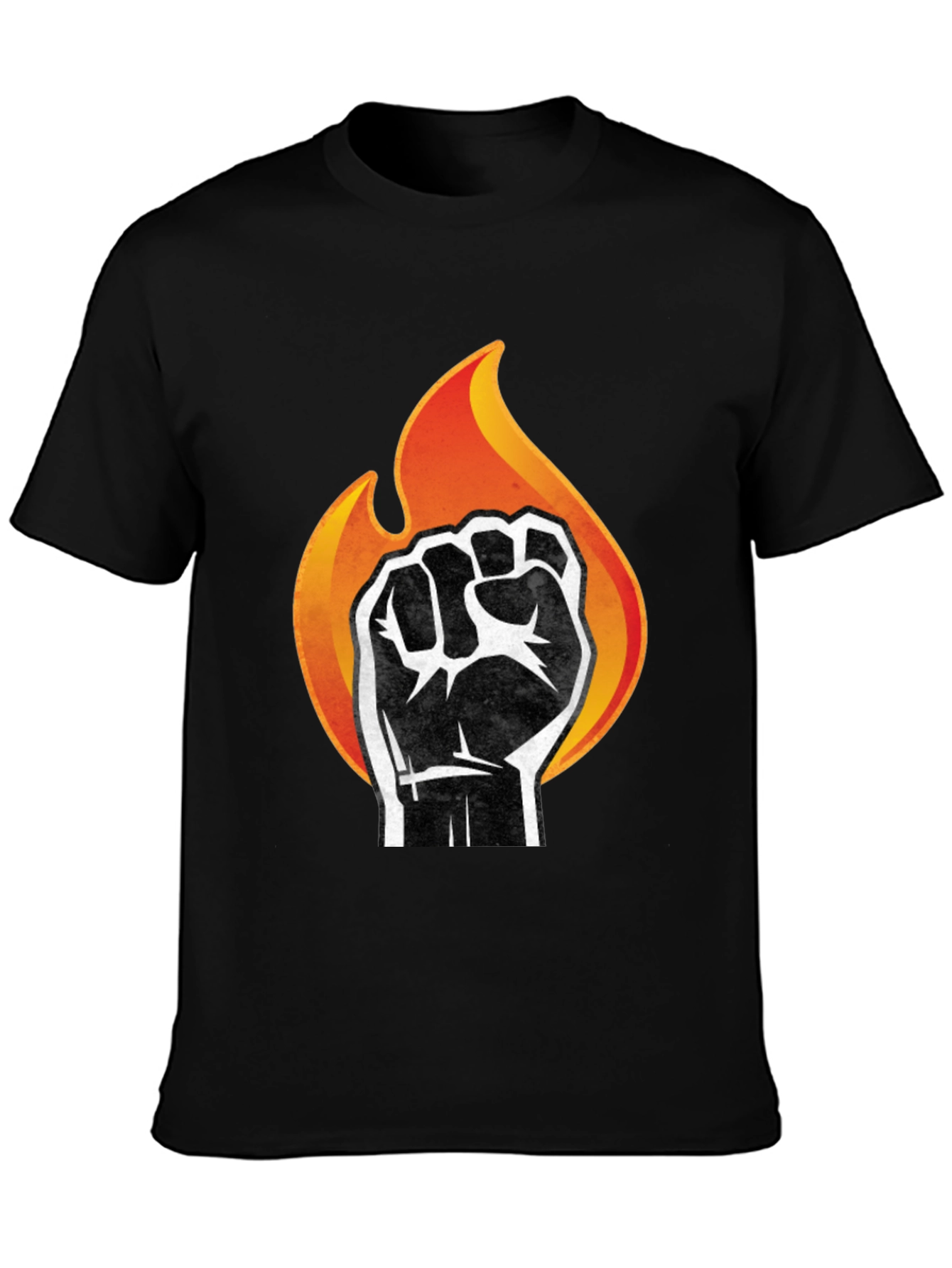 Fiery Fist Graphic Tee - Bold Black T-Shirt