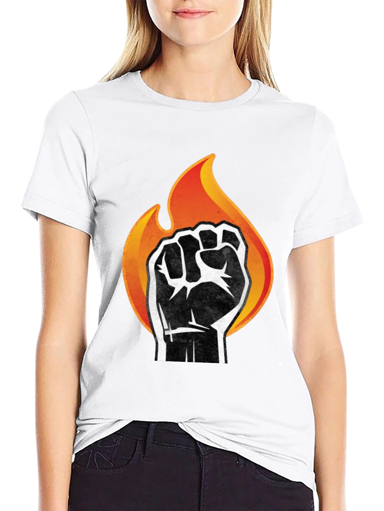 Fiery Fist Graphic Tee - Bold Black T-Shirt