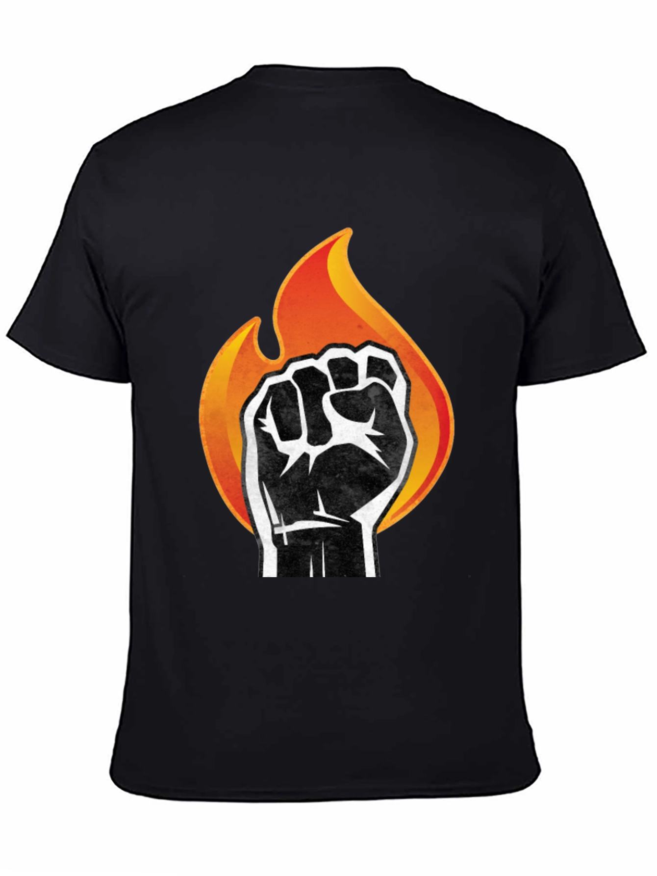 Fiery Fist Graphic Tee - Bold Black T-Shirt