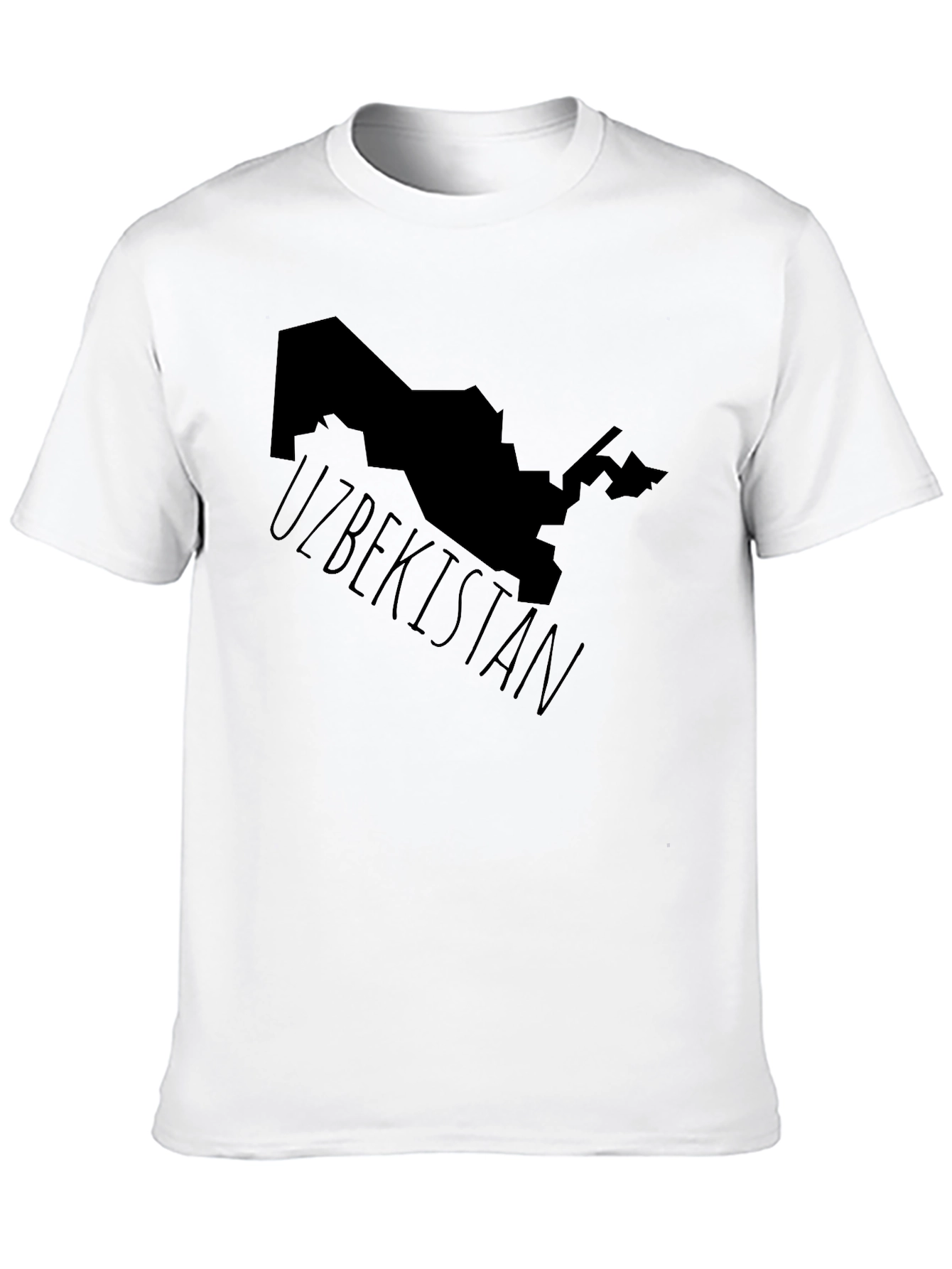Uzbekistan Map Graphic Tee - Black Cotton T-Shirt