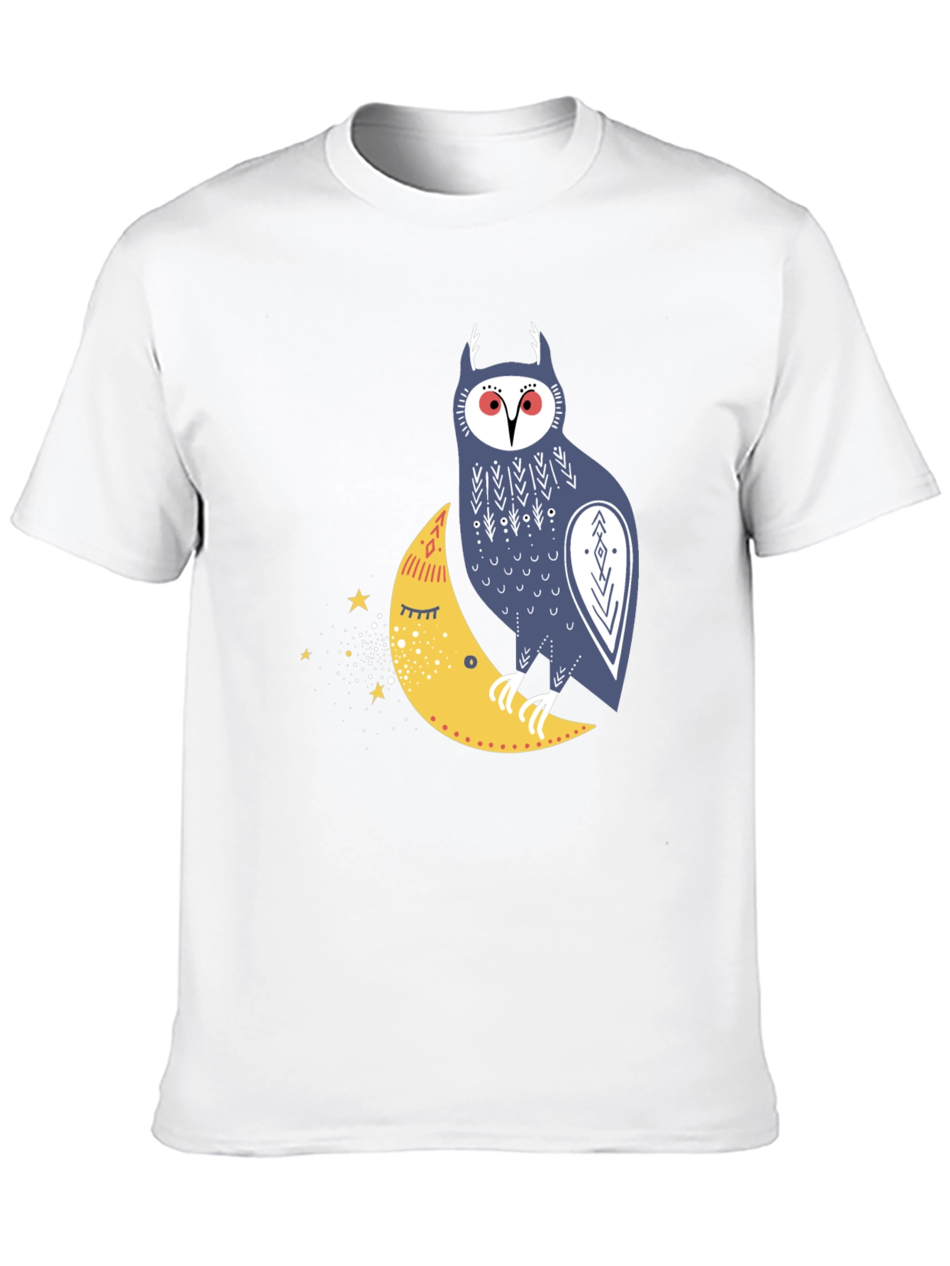 Owl on Moon Graphic Tee - Black Cotton T-Shirt