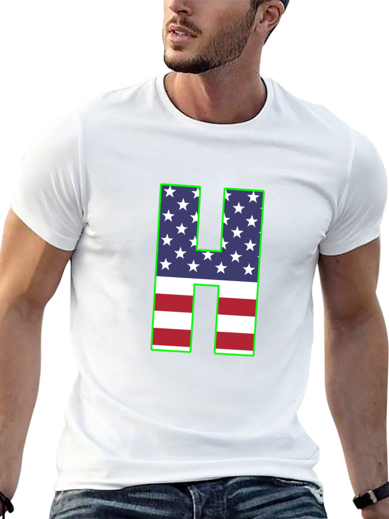 American Flag Letter H T-Shirt