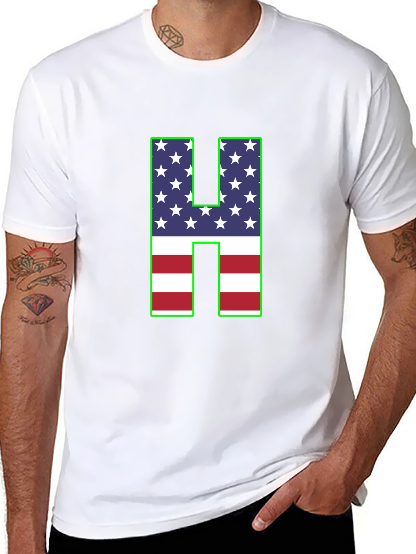 American Flag Letter H T-Shirt