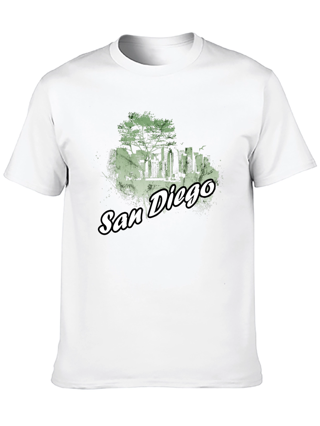 San Diego Skyline Graphic Tee - Black Cotton T-Shirt