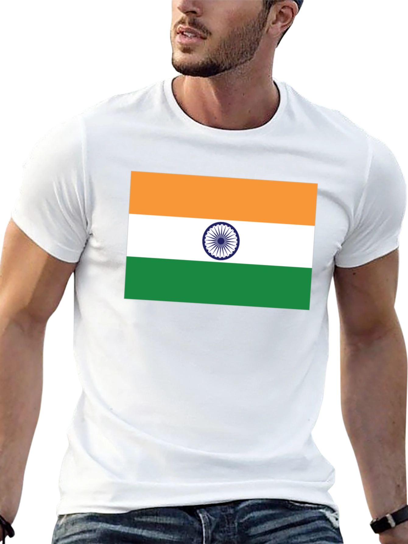 India Flag Graphic Tee - Black Cotton Blend